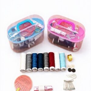 Portable Sewing Kit Box - Pink/Blue | 100+ Pcs Complete Kit